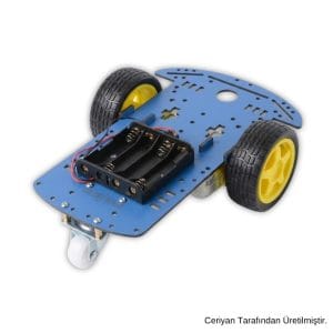 2WD Mavi Ahşap Robot Araba Kiti
