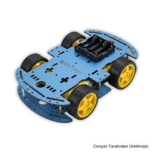 4WD Mavi Ahşap Robot Araba Kiti