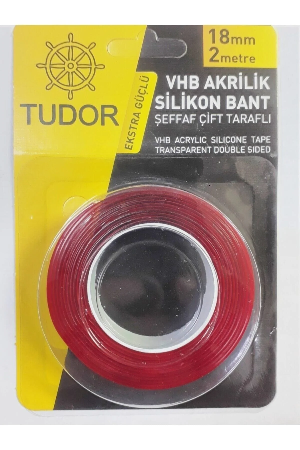 TUDOR 18mm 2 Metre Vhb Akrilik Silikon Bant(Ambalaja Yapışık)
